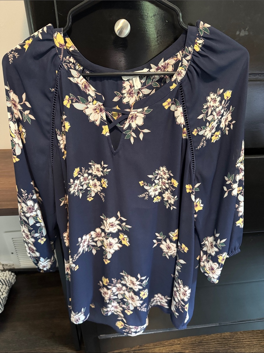 Women’s Navy Floral Blouse